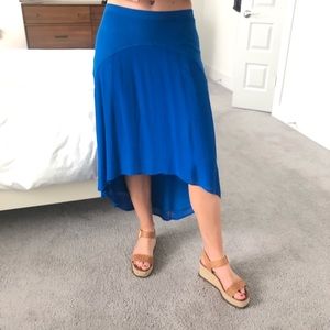 Anthropologie High Low Skirt in Vibrant Blue